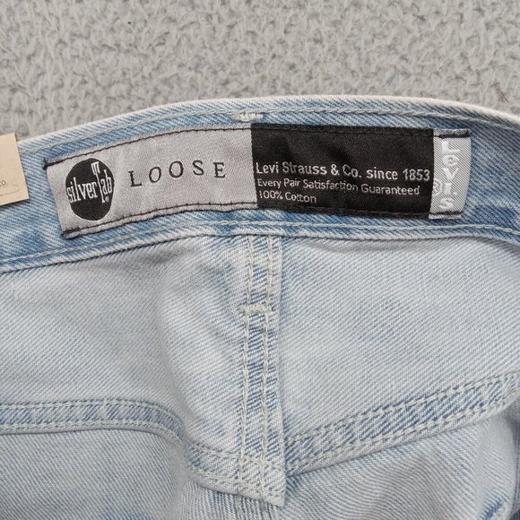 Levis Silvertab Jeans Mens 38x30 Blue Light Wash Distressed Loose Baggy Denim - Picture 12 of 13